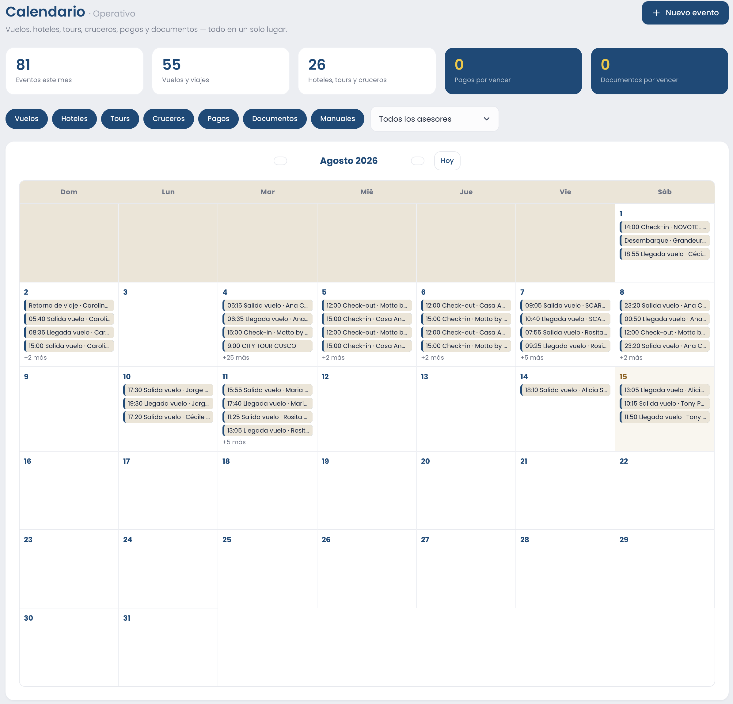 Calendario operativo